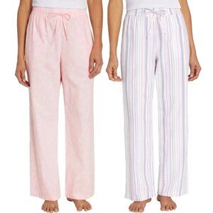 Gap Women's 2 Pack PJ Pants 100% Cotton Pink and Pastel Stripe M NEW